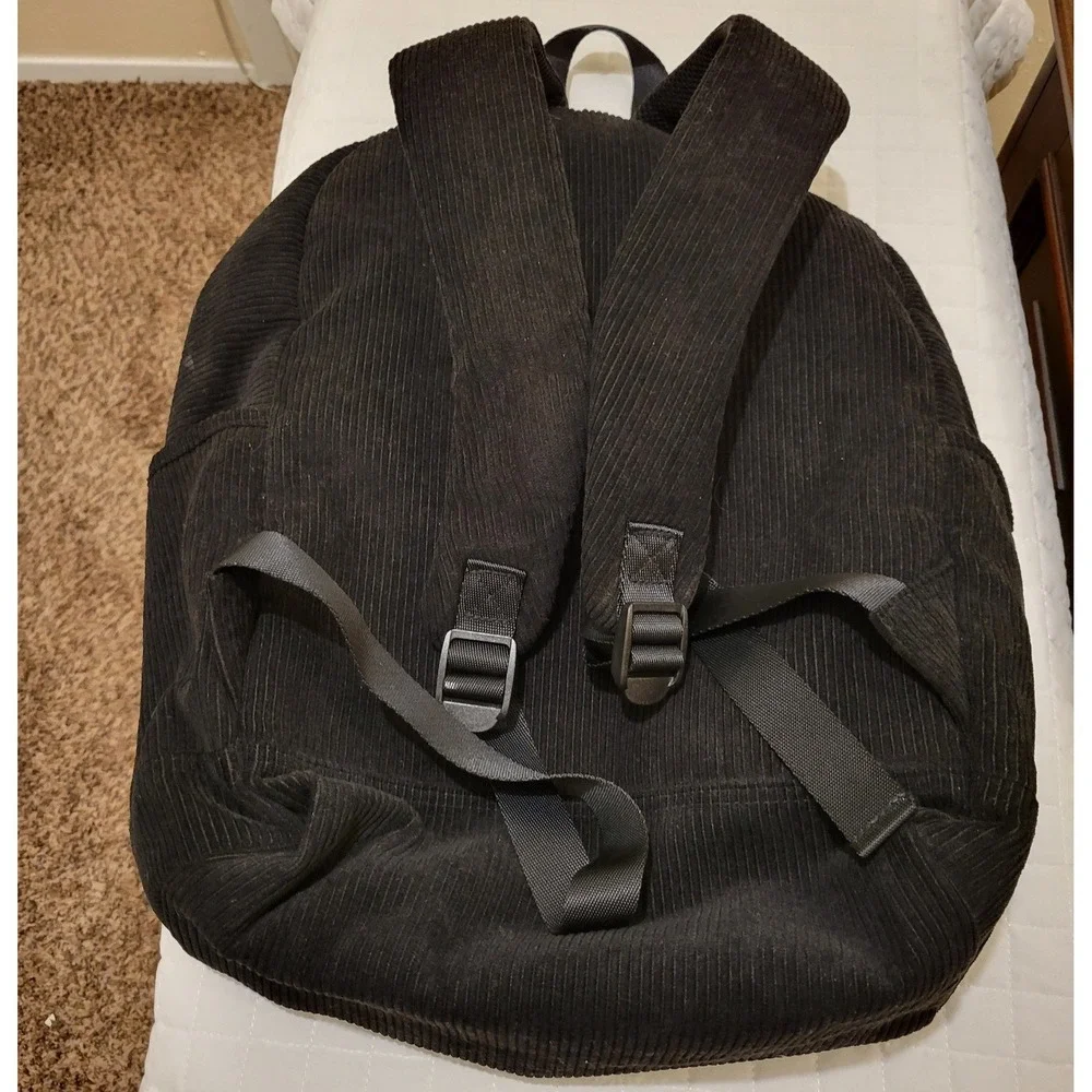 PINK Victoria's Secret Black Corduroy Backpack Laptop Sleeve School Bag Academic